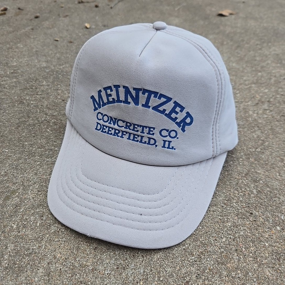 VTG 80s Meintzer Concrete Snapback‎ Hat OSFA Grey Blue Mesh Trucker Grunge USA